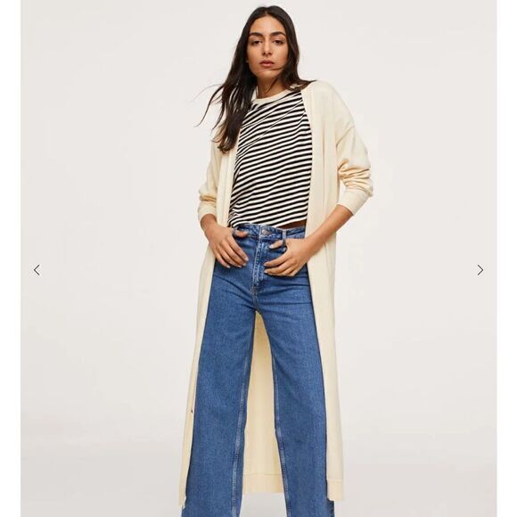 Mango off white long Cotton-blend cardigan size small NWT - Picture 2 of 10